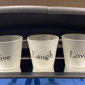 Set of Frosted Glass Candle Holders with Inspirational Words